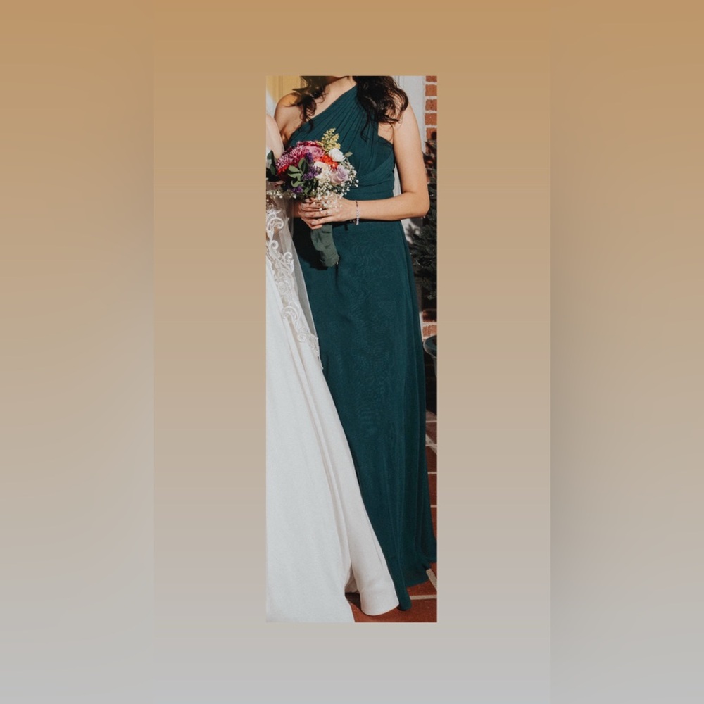 🌸 Pine, Azazie One-Shoulder Dress, Size 10 - Picture 7 of 11